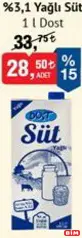 DOST %3,1 YAĞLI SÜT 1 L